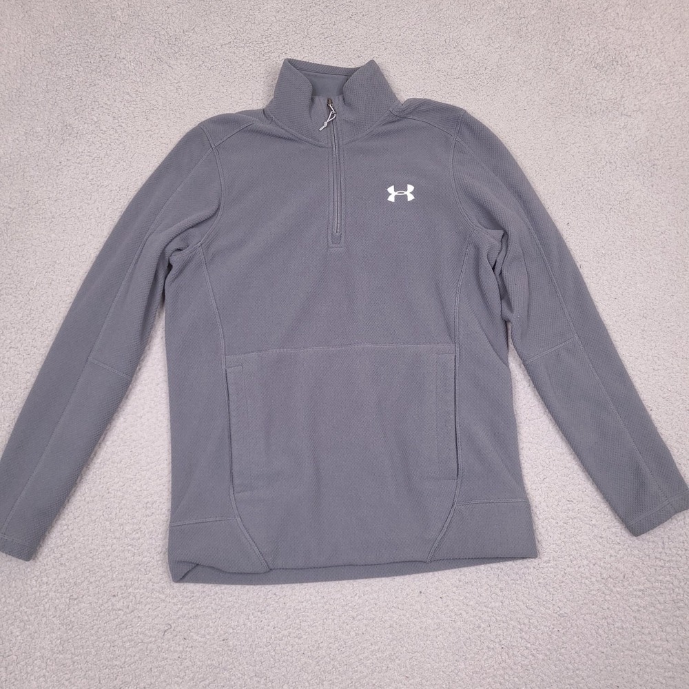 Under Armour Sweater Mens Small Gray Zephyr Loose ColdGear 1/4 Zip Fleece Golf‎
